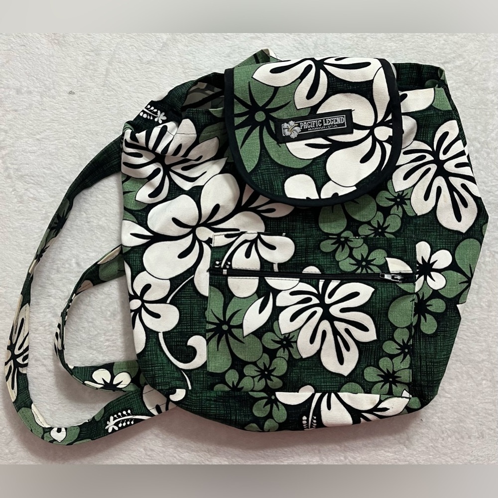 Pacific legend Hawaii USA cloth mini backpack green floral pattern